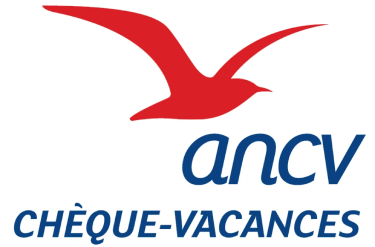 "Logo ANCV : Nous acceptons les Chèques-Vacances pour votre séjour au domaine Le Clos de Cyrano en Dordogne"